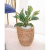Vintiquewise Water Hyacinth Round Floor Planter with Metal Pot, Small QI003547.S